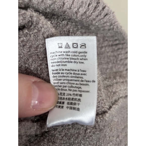 Barefoot Dreams CozyChic Lite V Neck Pullover Sweater Petite Medium Taupe Comfy - Picture 5 of 6